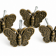 4 BUTTERFLY Shape Pulls Handles Antique Solid Brass Vintage Old Replacement Drawer Heavy Knobs
