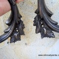 2 dark large aged brass heavy pulls handles DOOR antique solid brass vintage french style 11" old replace