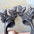 2 dark large aged brass heavy pulls handles DOOR antique solid brass vintage french style 11" old replace