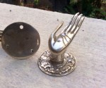 2 cute tiny finger Pull handle silver brass door old style HAND knob hook B OPEN