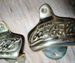 2x COCA COLA Bottle Opener Polished Brass COKE solid heavy WORKS B screws