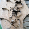 4 COAT hall HOOKS solid brass furniture antiques vintage age old style curly B
