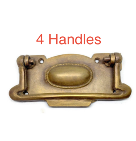 Set of 4 Large Solid Brass Cabinet Handles 110mm Antique Art Deco Drawer Pulls Vintage Furniture Hardware 517