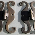 4 aged small 'S " snake hinges vintage aged style solid Brass DOOR BOX restoration heavy bronze patina