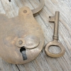 Vintage style PADLOCK & Keys Solid Brass Antique age Lock pair hand made 4" lock BOX Antique Vintage style SKELETON Keys Safe Lock