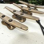 4x CLEAT tie downs solid heavy brass boats cars tieing rope hooks hand made B