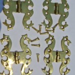 4 small snake solid Brass DOOR small hinges vintage style Polished heavy B screw