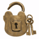 large Vintage style antique "BATAVIA " 5" Padlock solid brass key heavy lock works watson code 099