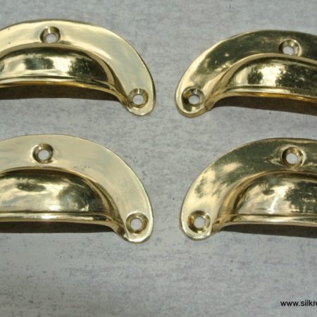 6 heavy shell shape pulls handle solid pure brass vintage retro 4" watson 2942 B 