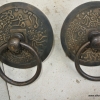 2 round handle ring pull solid brass heavy old vintage asian style DOOR 4" B