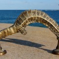 Large SEAHORSE solid brass door old style heavy house PULL handle 14"
