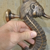 Large SEA HORSE solid brass door antique old style heavy house PULL handle 14" B
