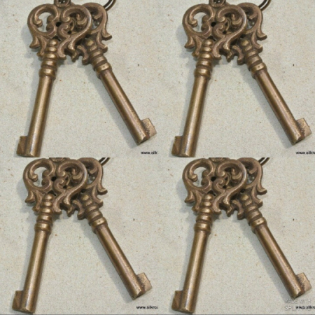 8 KEY old stye vintage french antique look solid heavy brass aged key 85 mm bronze oxidized patina