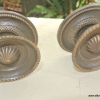 2 heavy handle KNOB aged old solid Brass PULL large knobs kitchen 2" regency