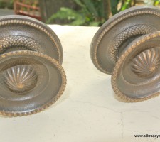 2 heavy handle KNOB aged old solid Brass PULL large knobs kitchen 2" regency