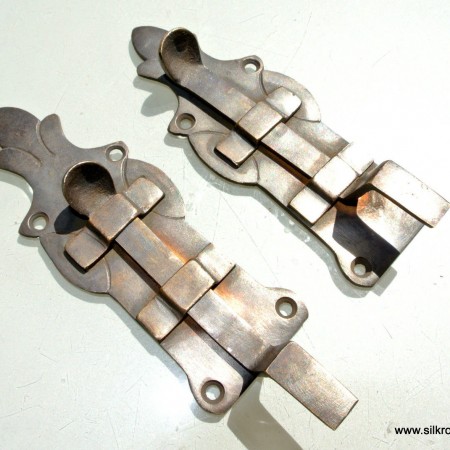 2 small BOLTS french old Antique style door furniture heavy brass flush 4.1/2"