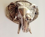 ELEPHANT shape WALL HOOK BRASS old style silver look SCREW to wall trunk hang