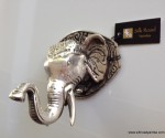 ELEPHANT shape WALL HOOK BRASS old style silver look SCREW to wall trunk hang