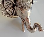 ELEPHANT shape WALL HOOK BRASS old style silver look SCREW to wall trunk hang