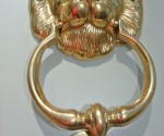 LION solid BRASS hand made DOOR KNOCKER 6.1/2" heavy POLISHED finish