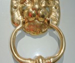 LION solid BRASS hand made DOOR KNOCKER 6.1/2" heavy POLISHED finish