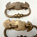 2 narrow BOX HANDLES 15 cm chest brass trunk old age style 6" solid BRASS natural bronze patina blanket gate door barn pulls lift lock