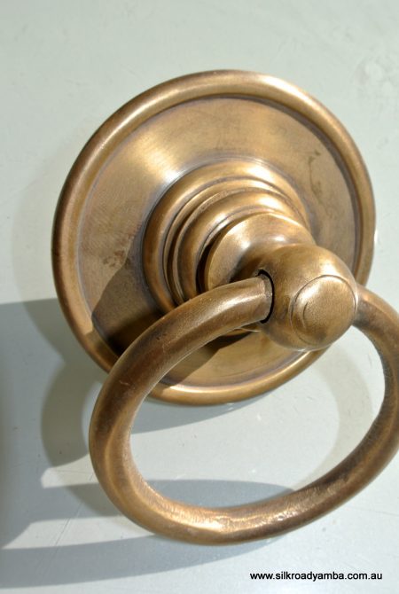 1 large round handle ring pull solid brass heavy old vintage asian style DOOR 4"