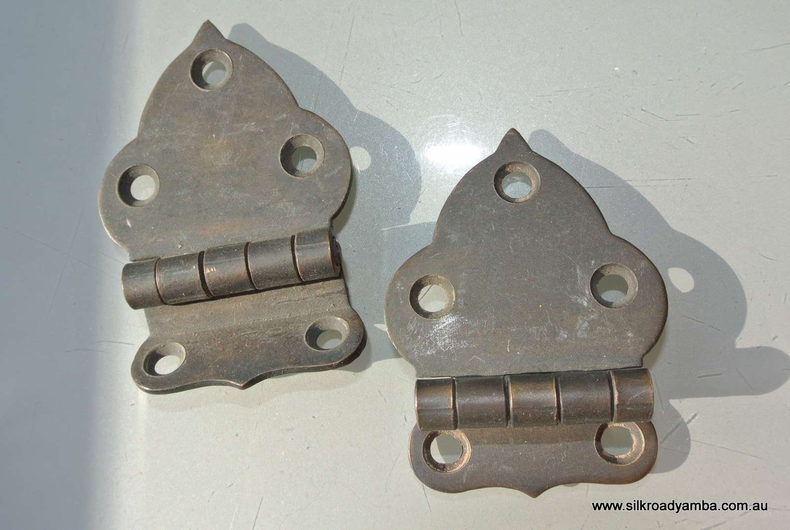 4 small OFFSET hinges vintage aged style solid Brass DOOR heavy cabinets 