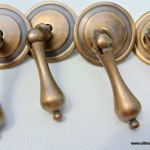 4 round pulls handles solid brass door vintage old style drops knobs kitchen heavy 2"