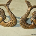 2 MERMAID heavy handle praying Dewi mermaid KNOB aged old solid Brass PULL knobs kitchen 3"