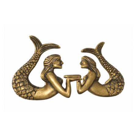 2 MERMAID heavy handle praying Dewi mermaid KNOB aged old solid Brass PULL knobs kitchen 3