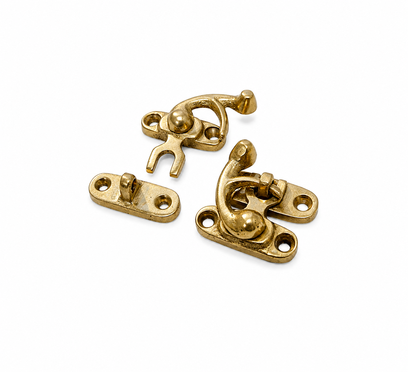 2 Nice Tiny Small Box Latch Catch Solid Brass Furniture Antique Door Trinket 3cm Polished
