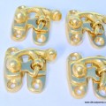4 Nice tiny small polished box Latch catch solid brass furniture antiques doors trinket