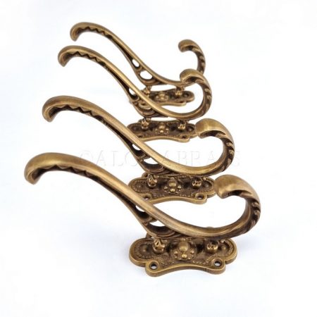 4 Victorian Coat Hooks Solid Brass Vintage Antique Style Wall Hooks Watson 248