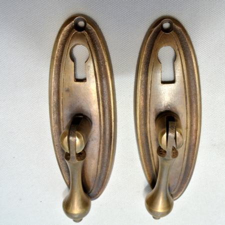 2 pulls drops handles antique style solid brass vintage old replace drawer small door heavy