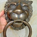 HUGE stunning LION solid Brass heavy Door Knocker 12" unusual ring PULL