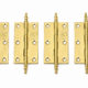 4 Small Solid Brass Hinges 2.5” Vintage Style Box Door Hinges With Polished Finials