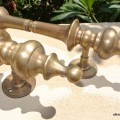 2 Handle DOOR PULL spun solid BRASS old vintage antique style amazing 12 "pair
