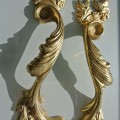 d brass heavy pulls handles DOOR antique solid brass vintage french style 11" old replace