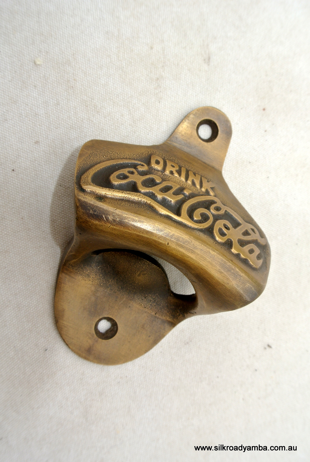 5 "COCA COLA" Bottle Opener brass COKE works AGED finish screws included heavy