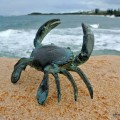 small 3.1/2" MUD CRAB solid brass green bronze heavy decoration hand made nice