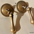 2 round pulls handles solid aged brass door old style drops knobs kitchens 1.1/