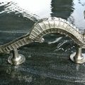 Large SEAHORSE SILVER solid brass door old style heavy house PULL handle 14"