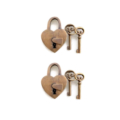2 Vintage Heart Shape Padlocks Solid Brass Wedding Love Lock w/ 4 Keys