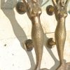 2 large MERMAID solid brass door PULL old style heavy house PULL handle 15" aged PAIR