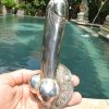 large penis DOOR PULL or HOOK hand made brass 9 " handle silver plated