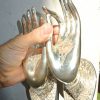 2 USED SILVER exquisite large Buddha 250mm Pull handle Fingers brass door old style HAND knob Pull hook