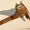 small BULL COAT HOOK solid age brass antiques vintage old style 6" hook heavy