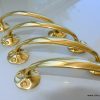 4 small POLISHED heavy " D " pulls handles DOOR antique solid brass vintage style old replace drawer