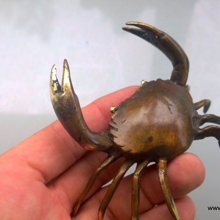 small 4" MUD CRAB solid brass aged heavy decoration hand made nice